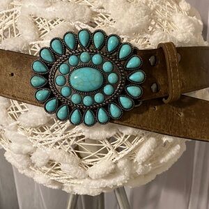 Turquoise and Brown Western Belt